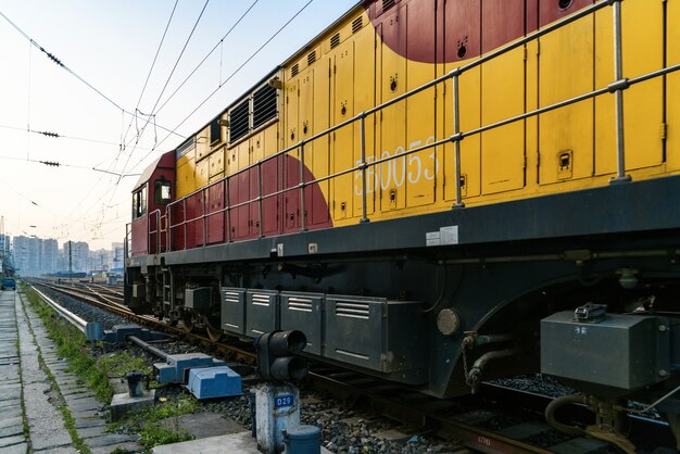 Train in the locomotive station