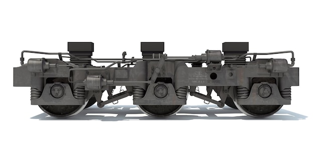 Photo train locomotive trucks wheels 3d rendering on white background