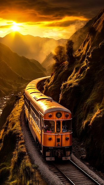 Train on the mountain