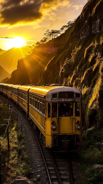 Train on the mountain