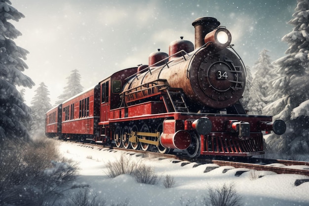 Поезд на север зимой Генерировать Ай