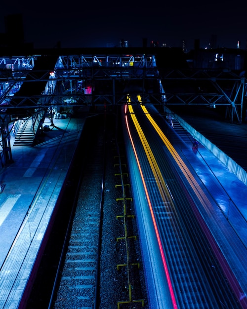 Train pulls away from a station