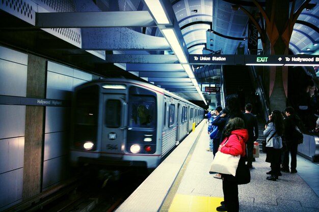 Photo train at railroad station platform