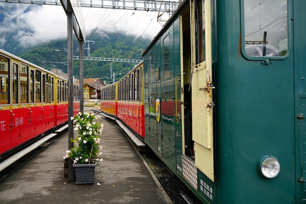 Photo train on railroad station platform