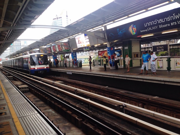 Train at railroad station platform