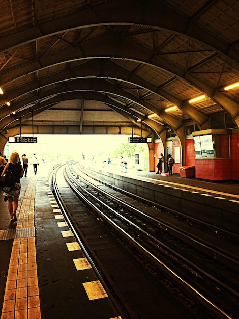 Train on railroad station platform