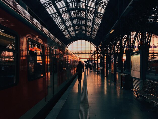 Photo train at railroad station platform