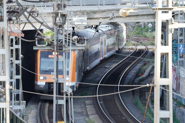 Photo train on railroad track