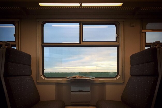 Train seen through window