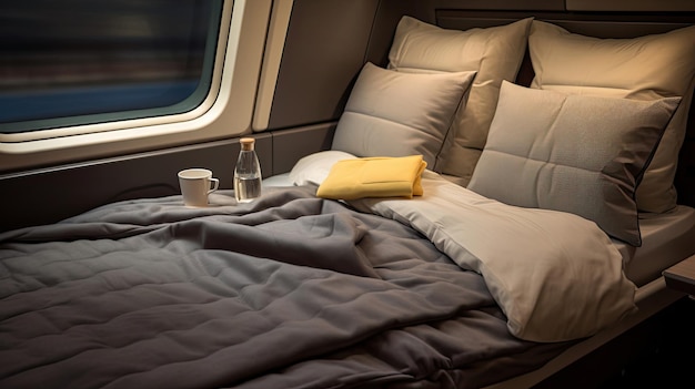 Train Sleeper Compartment Plush Bedding Personalized Amenities