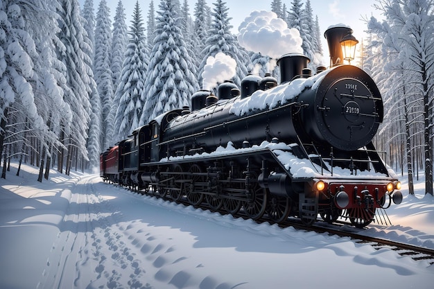 A train in the snow with the numbers 929 on the front.