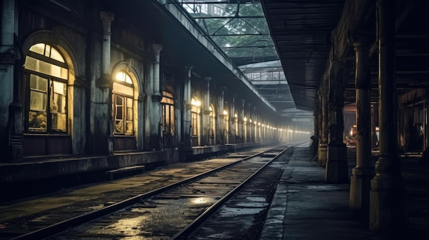 霧の中の駅。