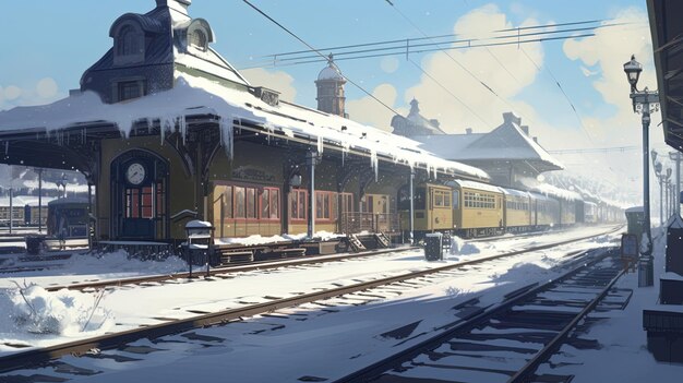 The train station in snow