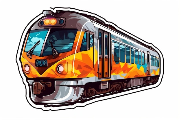 Train Sticker on a White Background Generative AI