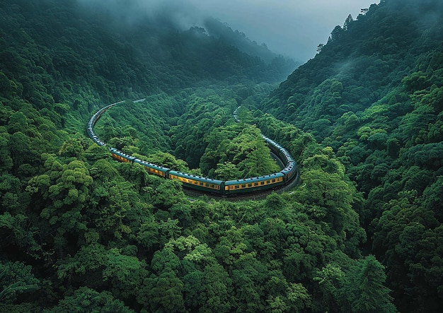 Photo a train that is going through a jungle