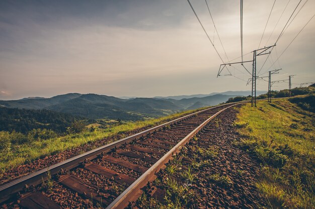 train track on autumn landscape