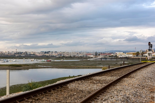 Train track near the city of Faro