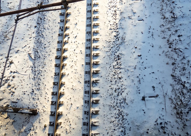 Train track Railway in winter