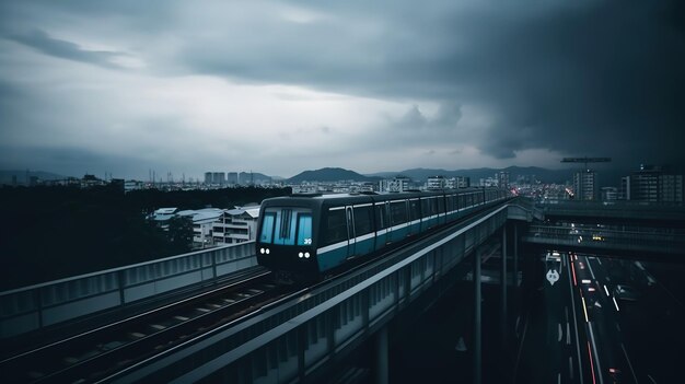 Поезд на пути со словом mrt на нем