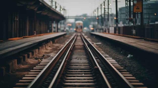 A train tracks is seen in the distance ai