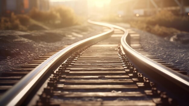 Train tracks in the sun