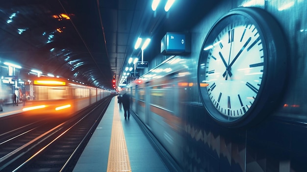 train tracks with a clock