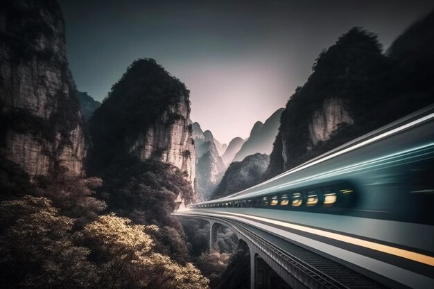 Photo a train on the train tracks in china