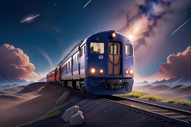 Train traveling through space