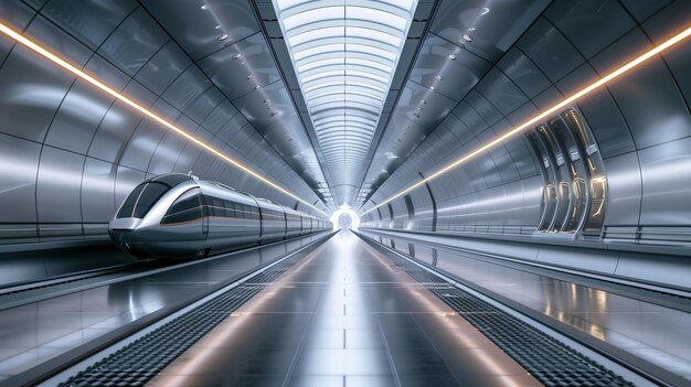 Train in tunnel by platform