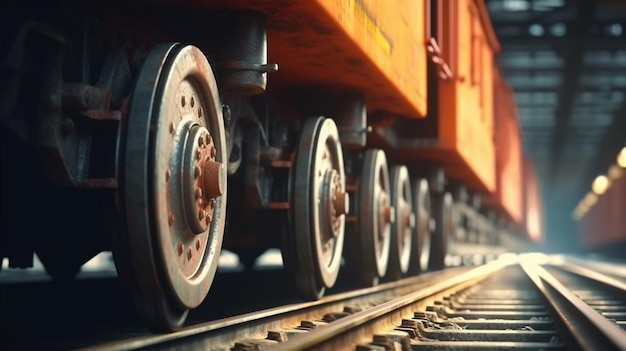 Foto treno ruote su rotaie ia generativa