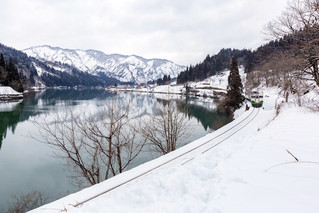 Train in Winter landscape snow