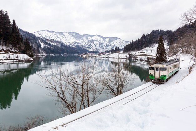 Train in Winter landscape snow