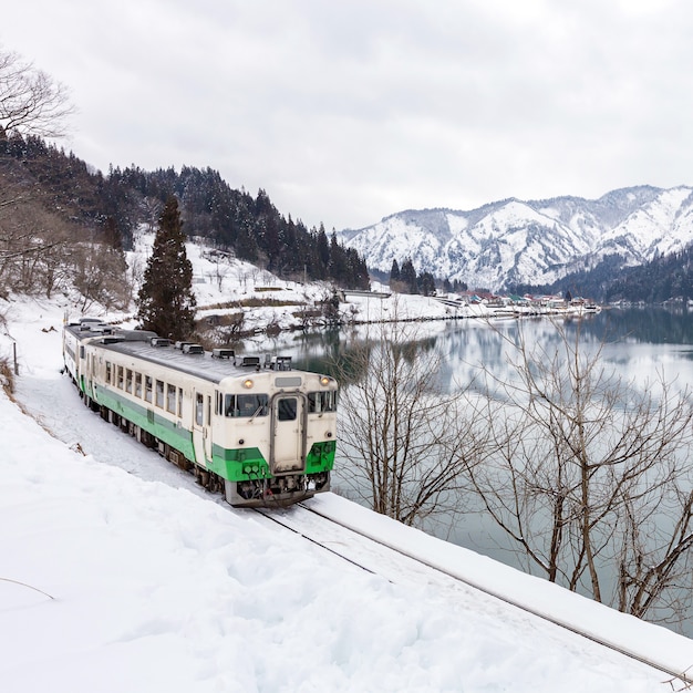 Train in Winter landscape snow