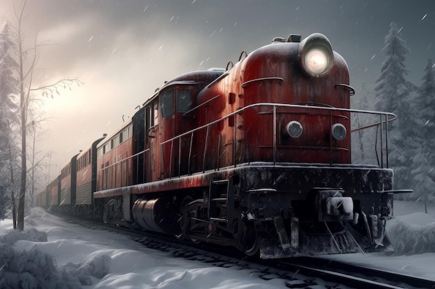 Train winter snow Generate Ai