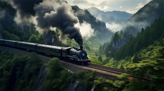 黒煙が出ている電車