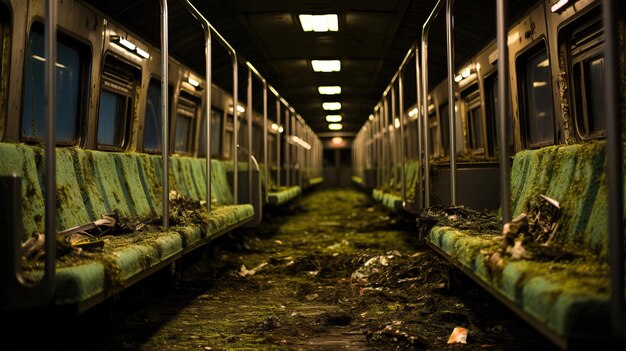 a train with mossy seats