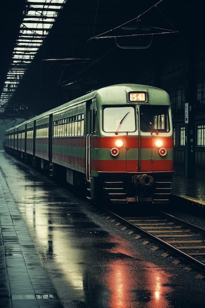 A train with the number 37 on it is on the tracks.