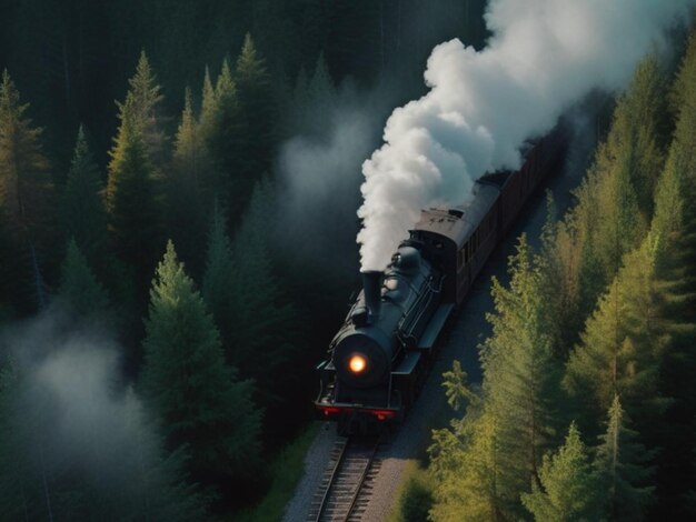 Foto un treno con fumo che ne esce e la parola 