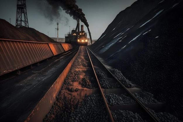 Photo a train with a smoke coming out of it