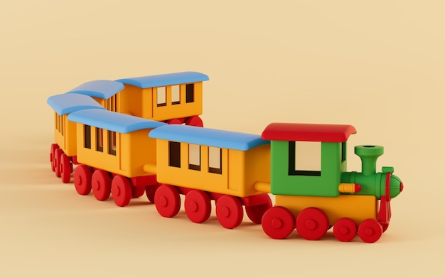 黄色の背景の 3 d レンダリングを持つ電車