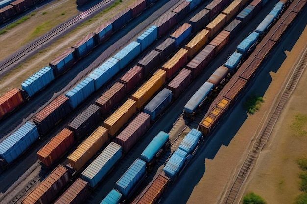 A train yard with a lot of containers