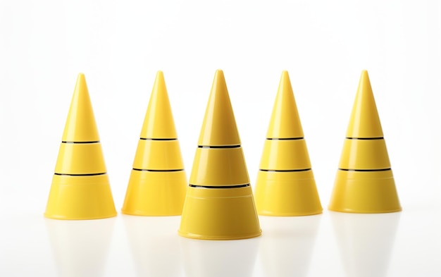 Training Cones for Cricket on a white Background