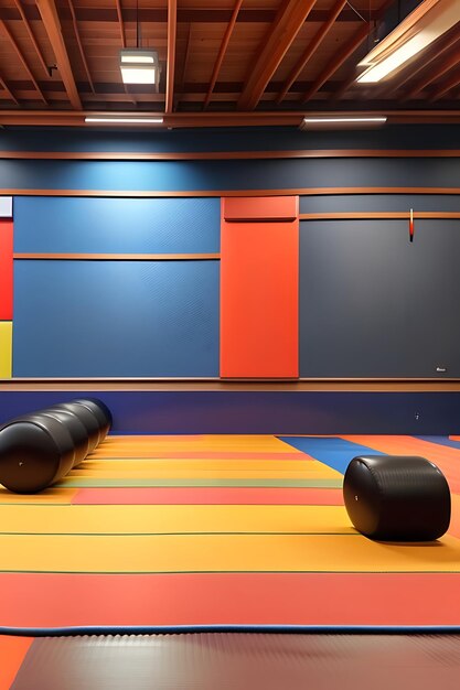 Photo training mats and martial arts in dojo