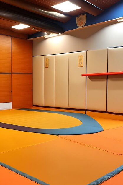 Training mats and martial arts in dojo