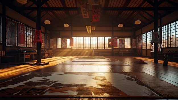 Photo training mats and martial arts generative ai