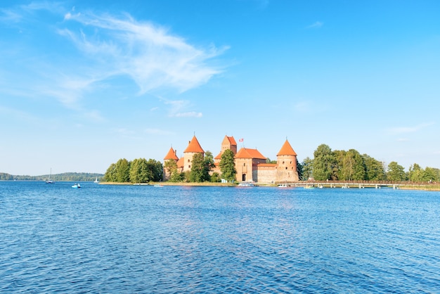 Trakai castle on island lake in Lithuania