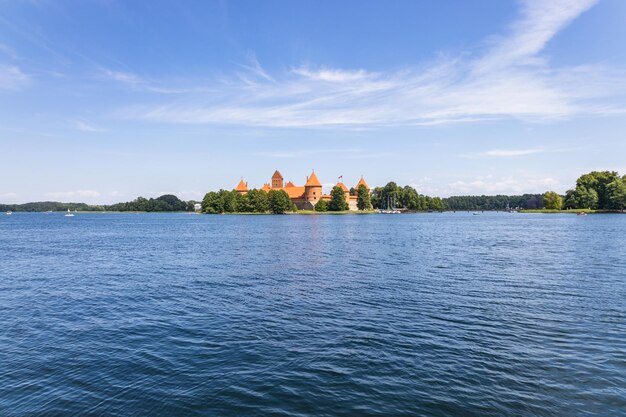 Trakai Island Castle. Green islands in lake of Galve in Trakai near Vilnius