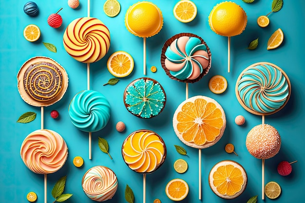 Traktaties voor vakantie in de vorm van heldere en sappige zelfgemaakte lolly's met verschillende smaken