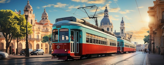 Photo tram on the street