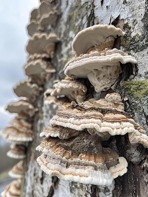 Trametes versicolor growing on a mature tree